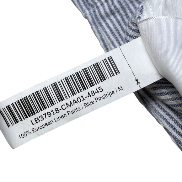 Quince 100% European Linen Pants Blue White Pinstripe Cropped Size Medium Preppy - Picture 4 of 9